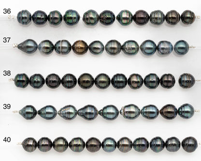 9-10mm Tahitian Pearl in Short Strand with All Natural Color with High Luster and Blemishes for Jewelry Making, SKU# 2666TH