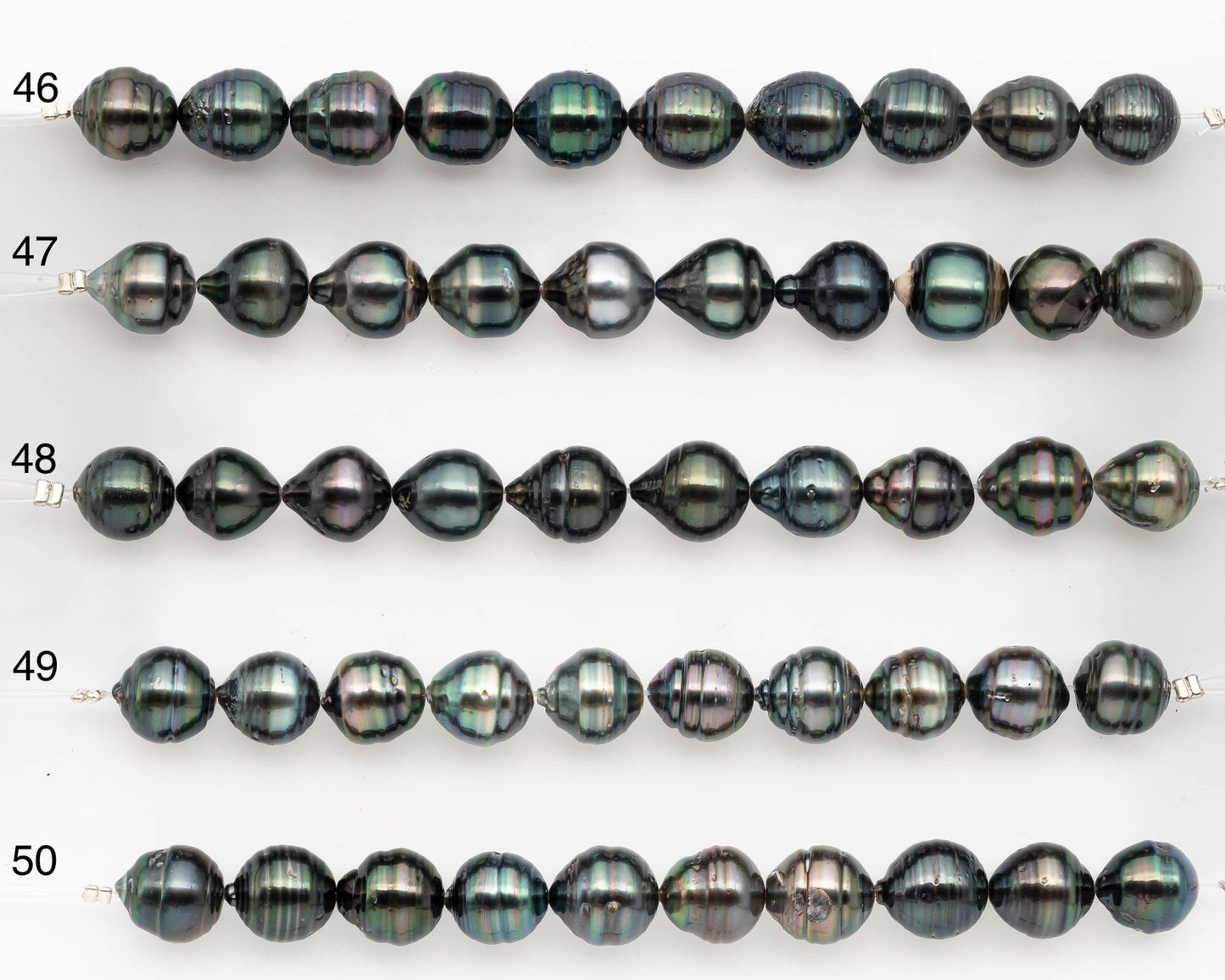 9-10mm Tahitian Pearl in Short Strand with All Natural Color with High Luster and Blemishes for Jewelry Making, SKU# 2666TH