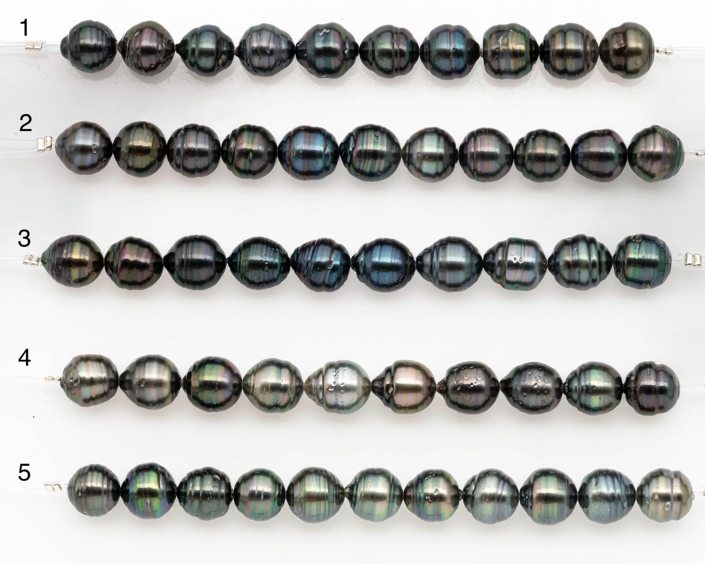 9-10mm Tahitian Pearl in Short Strand with All Natural Color with High Luster and Blemishes for Jewelry Making, SKU# 2666TH