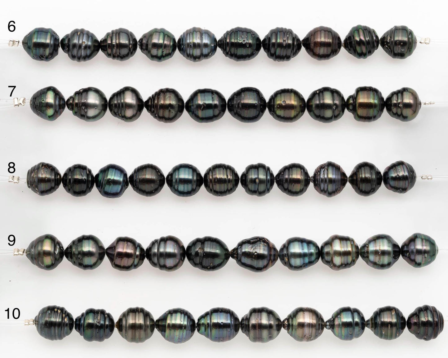 9-10mm Tahitian Pearl in Short Strand with All Natural Color with High Luster and Blemishes for Jewelry Making, SKU# 2667TH