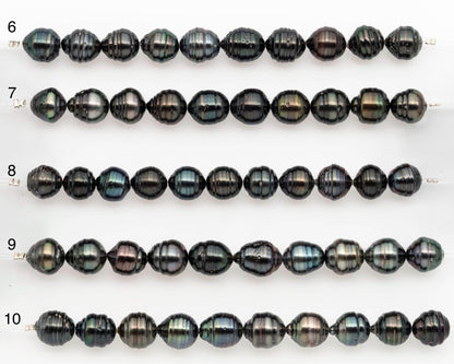 9-10mm Tahitian Pearl in Short Strand with All Natural Color with High Luster and Blemishes for Jewelry Making, SKU# 2667TH