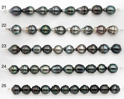 9-10mm Tahitian Pearl in Short Strand with All Natural Color with High Luster and Blemishes for Jewelry Making, SKU# 2667TH