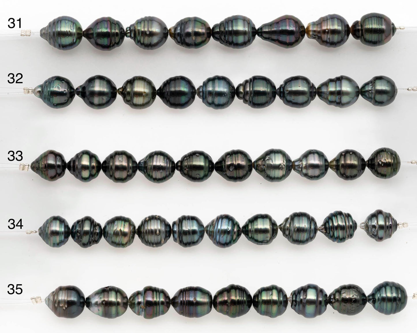 9-10mm Tahitian Pearl in Short Strand with All Natural Color with High Luster and Blemishes for Jewelry Making, SKU# 2667TH