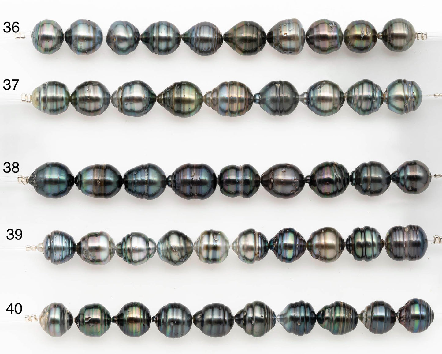 9-10mm Tahitian Pearl in Short Strand with All Natural Color with High Luster and Blemishes for Jewelry Making, SKU# 2667TH