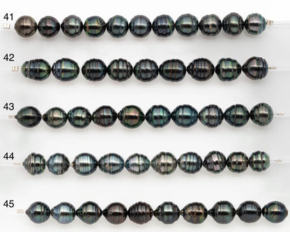 9-10mm Tahitian Pearl in Short Strand with All Natural Color with High Luster and Blemishes for Jewelry Making, SKU# 2667TH