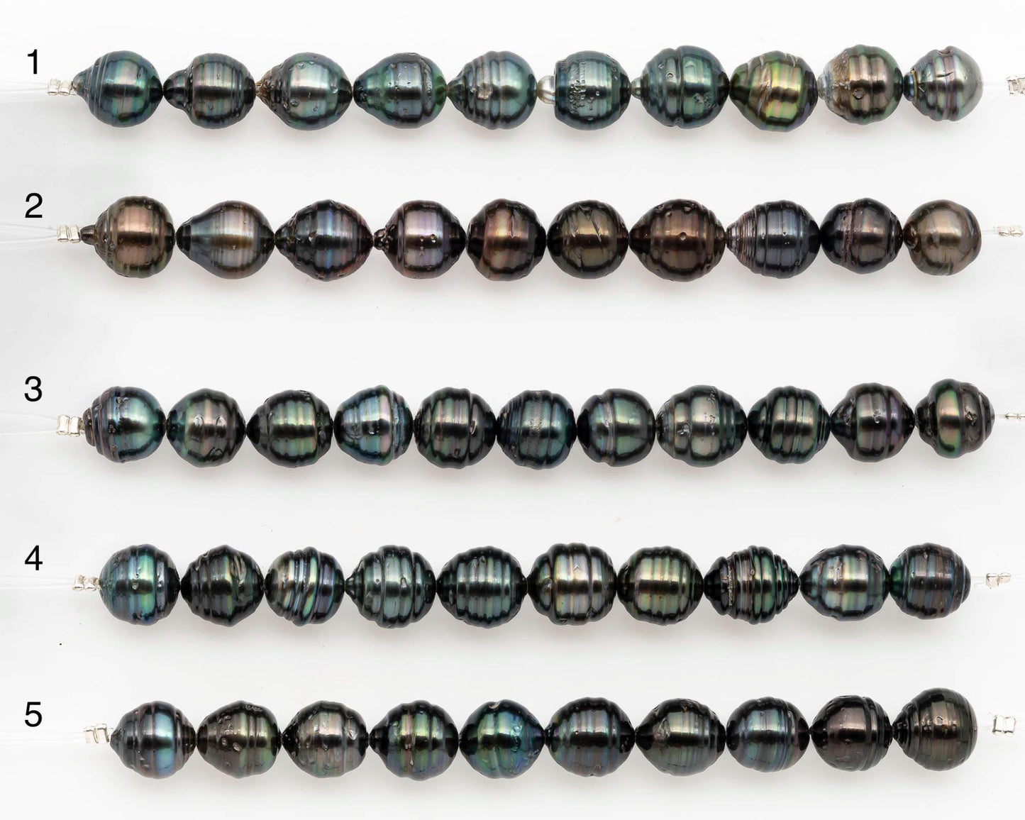 9-10mm Tahitian Pearl in Short Strand with All Natural Color with High Luster and Blemishes for Jewelry Making, SKU# 2667TH