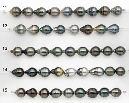 9-10mm Tahitian Pearl in Short Strand with All Natural Color with High Luster and Blemishes for Jewelry Making, SKU# 2668TH
