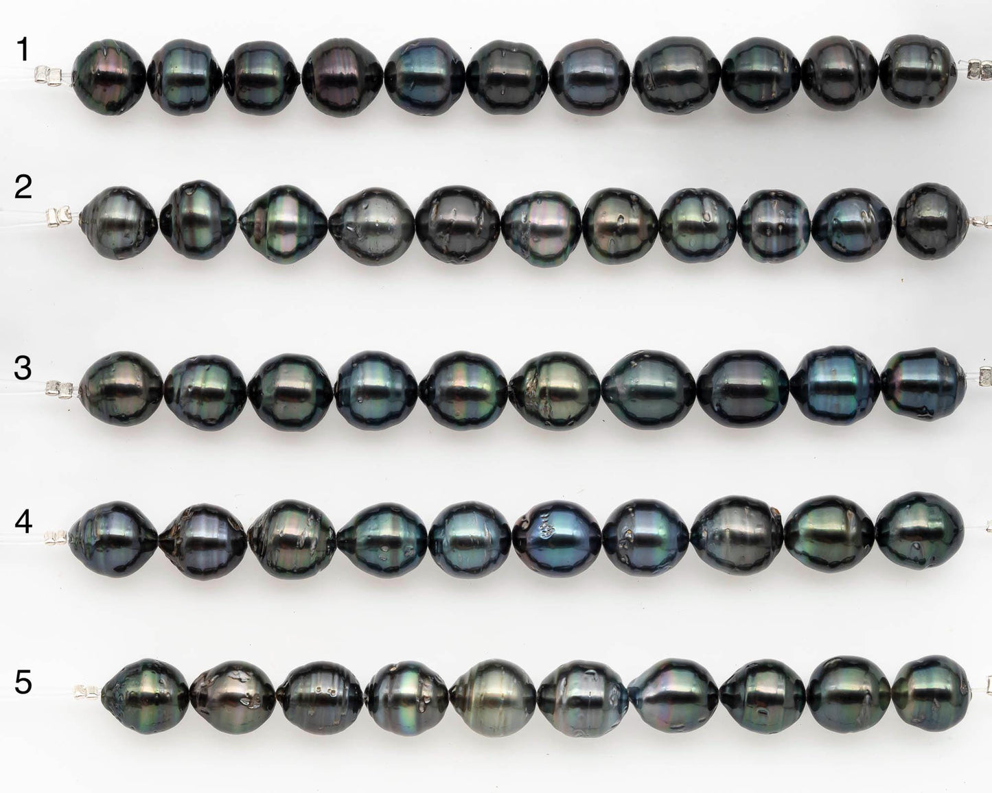 9-10mm Tahitian Pearl in Short Strand with All Natural Color with High Luster and Blemishes for Jewelry Making, SKU# 2668TH