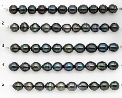 9-10mm Tahitian Pearl in Short Strand with All Natural Color with High Luster and Blemishes for Jewelry Making, SKU# 2668TH