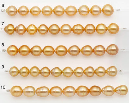 10-11mm Golden South Sea Pearls, Natural Gold Color, For Jewelry Making Necklace and Bracelet, SKU# 2671GS