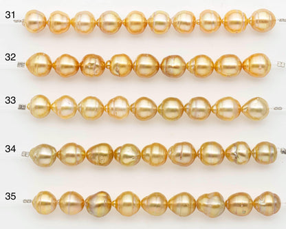 10-11mm Golden South Sea Pearls, Natural Gold Color, For Jewelry Making Necklace and Bracelet, SKU# 2672GS