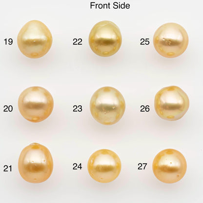 8-9mm South Sea Pearl, Gold Near Round Single Piece Nondrilled with High Luster and Minor Blemishes for Jewelry Making, SKU # 2674GS