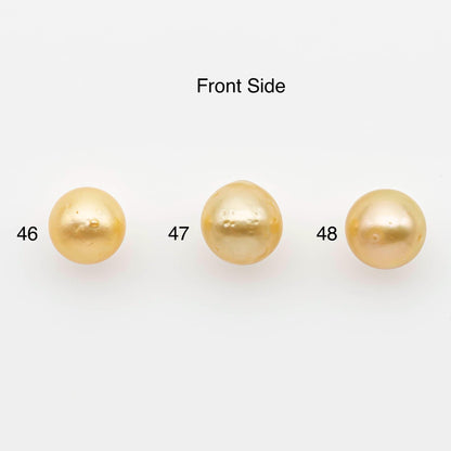 8-9mm South Sea Pearl, Gold Near Round Single Piece Nondrilled with High Luster and Minor Blemishes for Jewelry Making, SKU # 2674GS