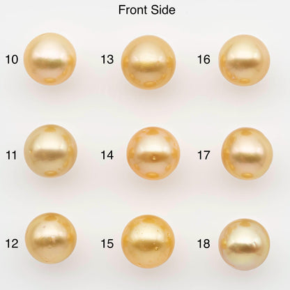 9-10mm South Sea Pearl, Gold Near Round Single Piece Nondrilled with High Luster and Minor Blemishes for Jewelry Making, SKU # 2675GS
