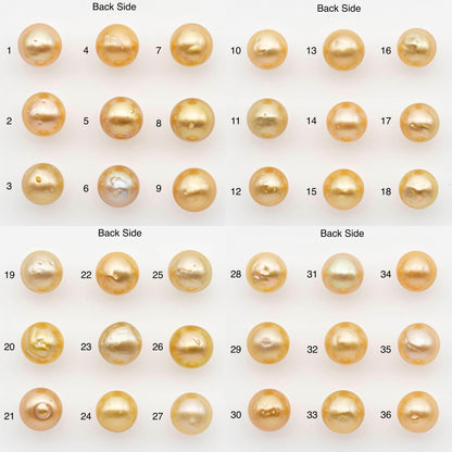 9-10mm South Sea Pearl, Gold Near Round Single Piece Nondrilled with High Luster and Minor Blemishes for Jewelry Making, SKU # 2675GS
