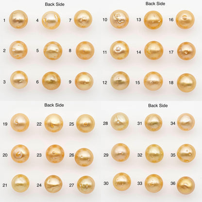 9-10mm South Sea Pearl, Gold Near Round Single Piece Nondrilled with High Luster and Minor Blemishes for Jewelry Making, SKU # 2676GS