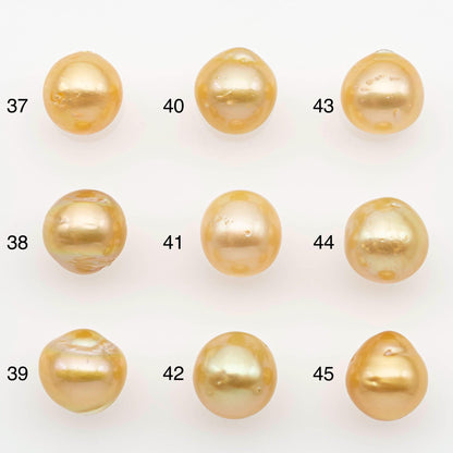 9-10mm South Sea Pearl, Gold Near Round Single Piece Nondrilled with High Luster and Minor Blemishes for Jewelry Making, SKU # 2678GS
