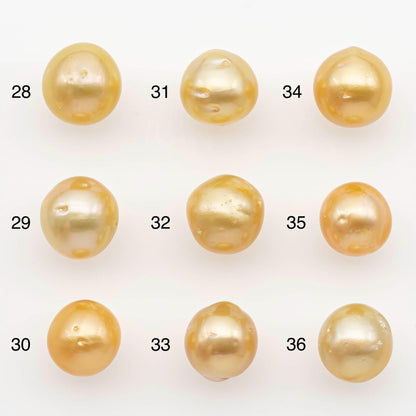 9-10mm South Sea Pearl, Gold Near Round Single Piece Nondrilled with High Luster and Minor Blemishes for Jewelry Making, SKU # 2678GS