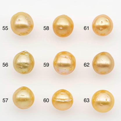 9-10mm South Sea Pearl, Gold Near Round Single Piece Nondrilled with High Luster and Minor Blemishes for Jewelry Making, SKU # 2678GS