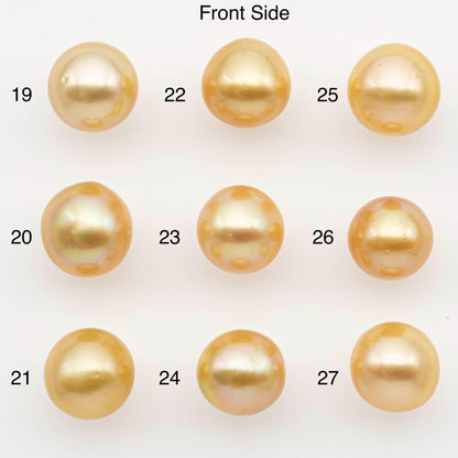 10-11mm South Sea Pearl, Gold Near Round Single Piece Nondrilled with High Luster and Minor Blemishes for Jewelry Making, SKU # 2679GS
