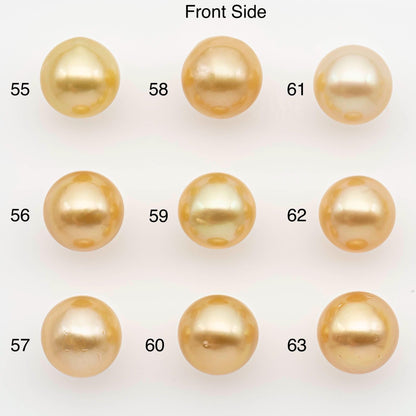 10-11mm South Sea Pearl, Gold Near Round Single Piece Nondrilled with High Luster and Minor Blemishes for Jewelry Making, SKU # 2679GS