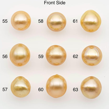 10-11mm South Sea Pearl, Gold Near Round Single Piece Nondrilled with High Luster and Minor Blemishes for Jewelry Making, SKU # 2680GS