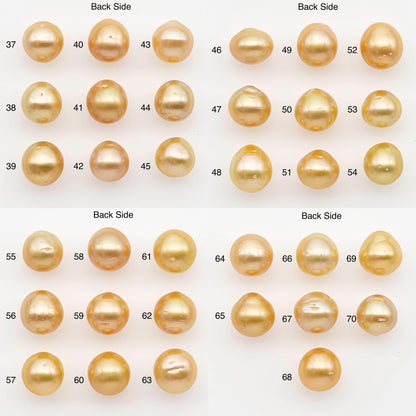 11-12mm South Sea Pearl, Gold Near Round Single Piece Nondrilled with High Luster and Minor Blemishes for Jewelry Making, SKU # 2683GS