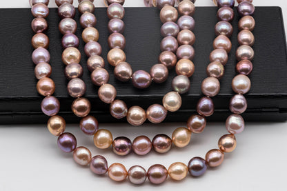 8-12mm Edison Pearl Multi-Color Near Round or Drop with Extremely Nice Luster, Natural Freshwater Pearl Bead Color, Full Strand, SKU# 1110ED
