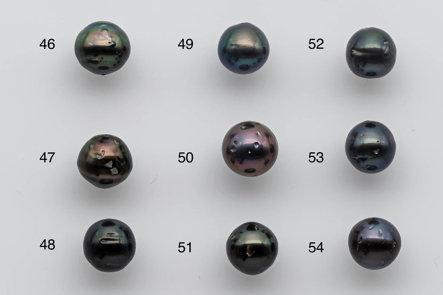 9-10mm Tahitian Pearl Loose Near Round in Dark Natural Colors with High Luster and Blemishes in Single Piece Predrilled Hole, SKU # 1381TH