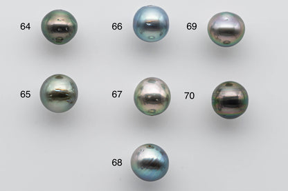 9-10mm Colorful Tahitian Pearl Loose Near Round with Natural Colors and High Lusters, Blemishes and Predrilled Hole, SKU # 1388TH