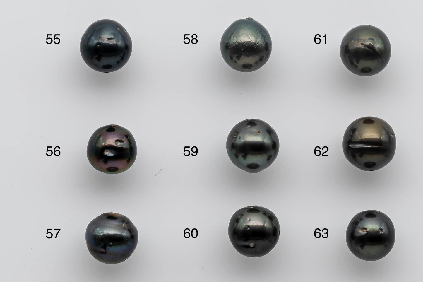 9-10mm Near Round Tahitian Pearl Loose Natural Colors with High Luster and Blemishes in Single Piece Predrilled Hole, SKU # 1383TH