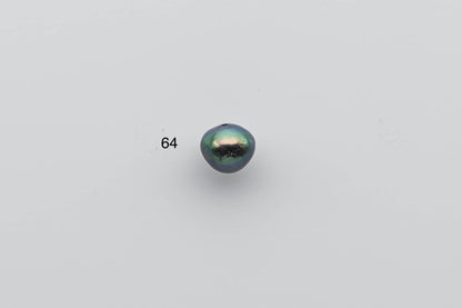 8-9mm Tahitian Pearl Loose Near Round with High Luster and Natural Color with Blemish in Single Piece Predrilled 0.8mm Hole, SKU # 1377TH