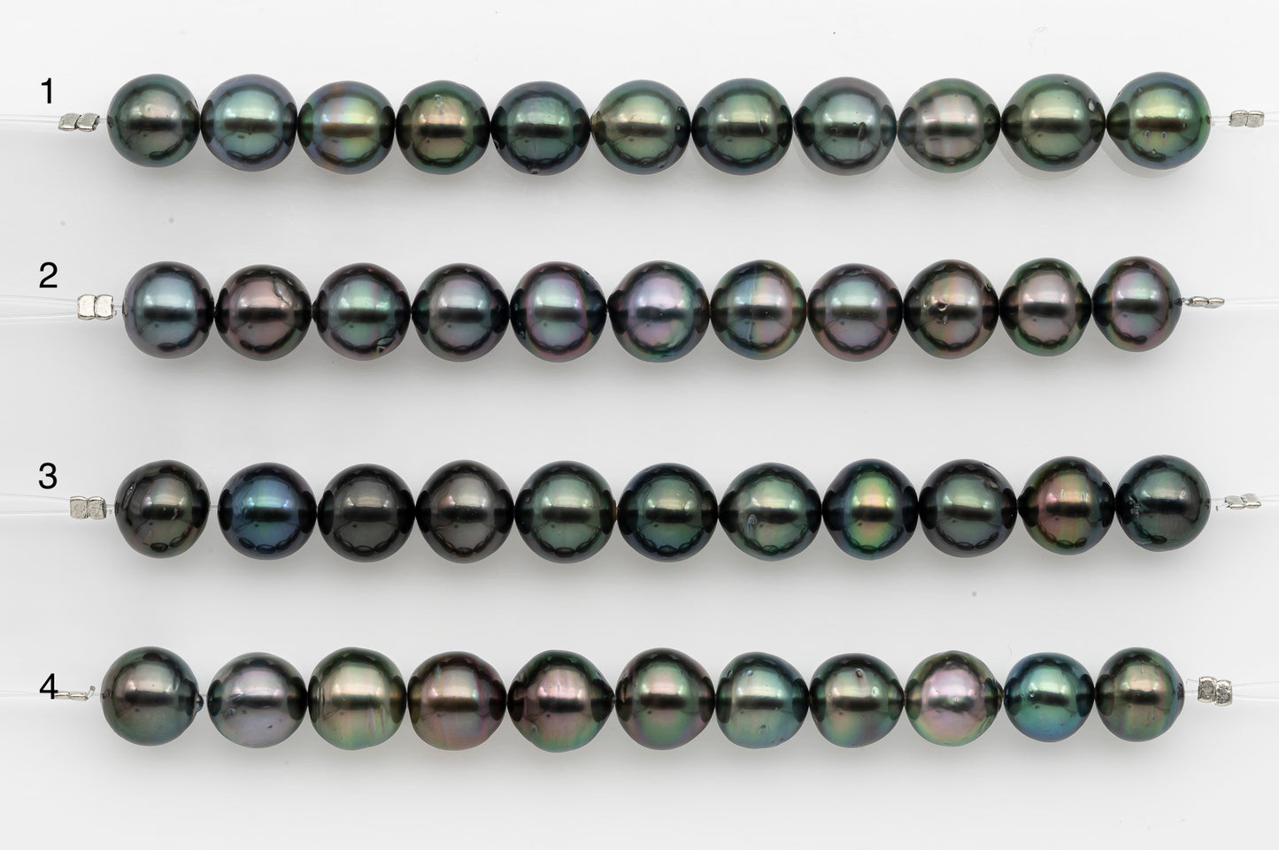 9-10mm Tahitian Pearl Short Strand, Near Round with High Luster and Natural Surface Variations, SKU # 2702TH