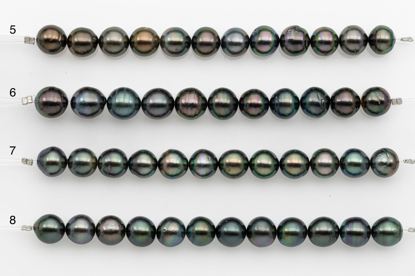 9-10mm Tahitian Pearl Short Strand, Near Round with High Luster and Natural Surface Variations, SKU # 2702TH