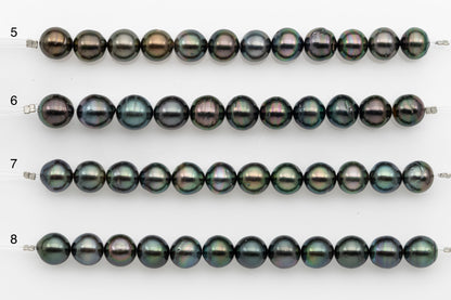 9-10mm Tahitian Pearl Short Strand, Near Round with High Luster and Natural Surface Variations, SKU # 2702TH