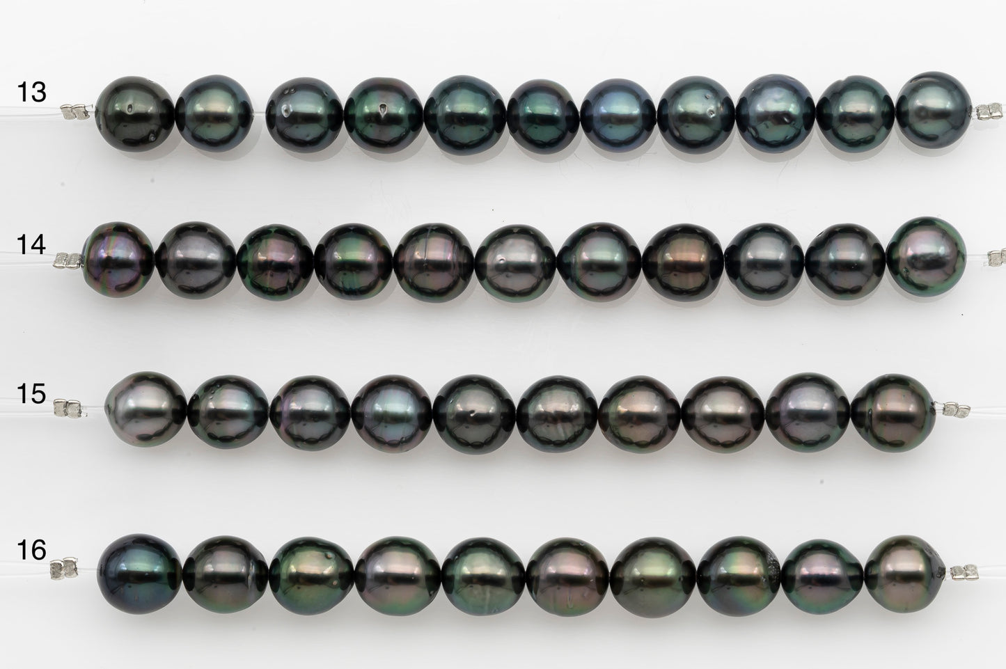 9-10mm Tahitian Pearl Short Strand, Near Round with High Luster and Natural Surface Variations, SKU # 2702TH