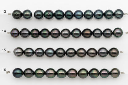 9-10mm Tahitian Pearl Short Strand, Near Round with High Luster and Natural Surface Variations, SKU # 2702TH
