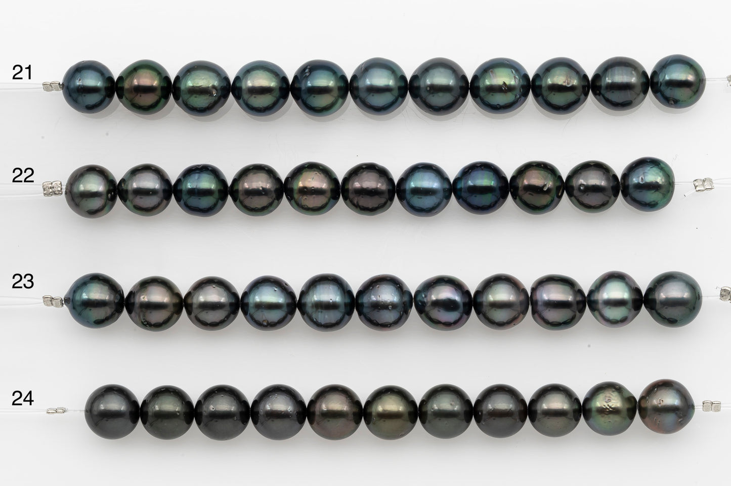 9-10mm Tahitian Pearl Short Strand, Near Round with High Luster and Natural Surface Variations, SKU # 2702TH
