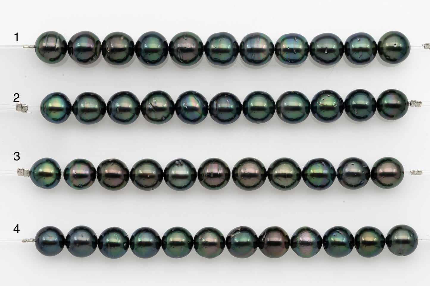 9-10mm Tahitian Pearl Short Strand, Near Round with High Luster and Natural Surface Variations, SKU # 2703TH