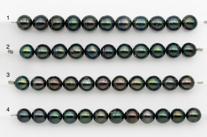 9-10mm Tahitian Pearl Short Strand, Near Round with High Luster and Natural Surface Variations, SKU # 2703TH