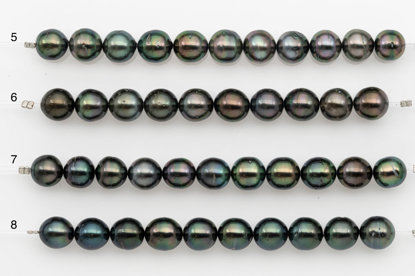 9-10mm Tahitian Pearl Short Strand, Near Round with High Luster and Natural Surface Variations, SKU # 2703TH