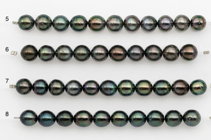 9-10mm Tahitian Pearl Short Strand, Near Round with High Luster and Natural Surface Variations, SKU # 2703TH
