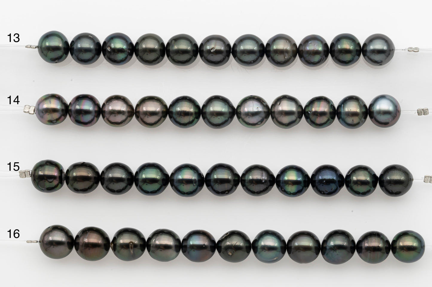 9-10mm Tahitian Pearl Short Strand, Near Round with High Luster and Natural Surface Variations, SKU # 2703TH