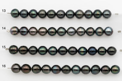 9-10mm Tahitian Pearl Short Strand, Near Round with High Luster and Natural Surface Variations, SKU # 2703TH