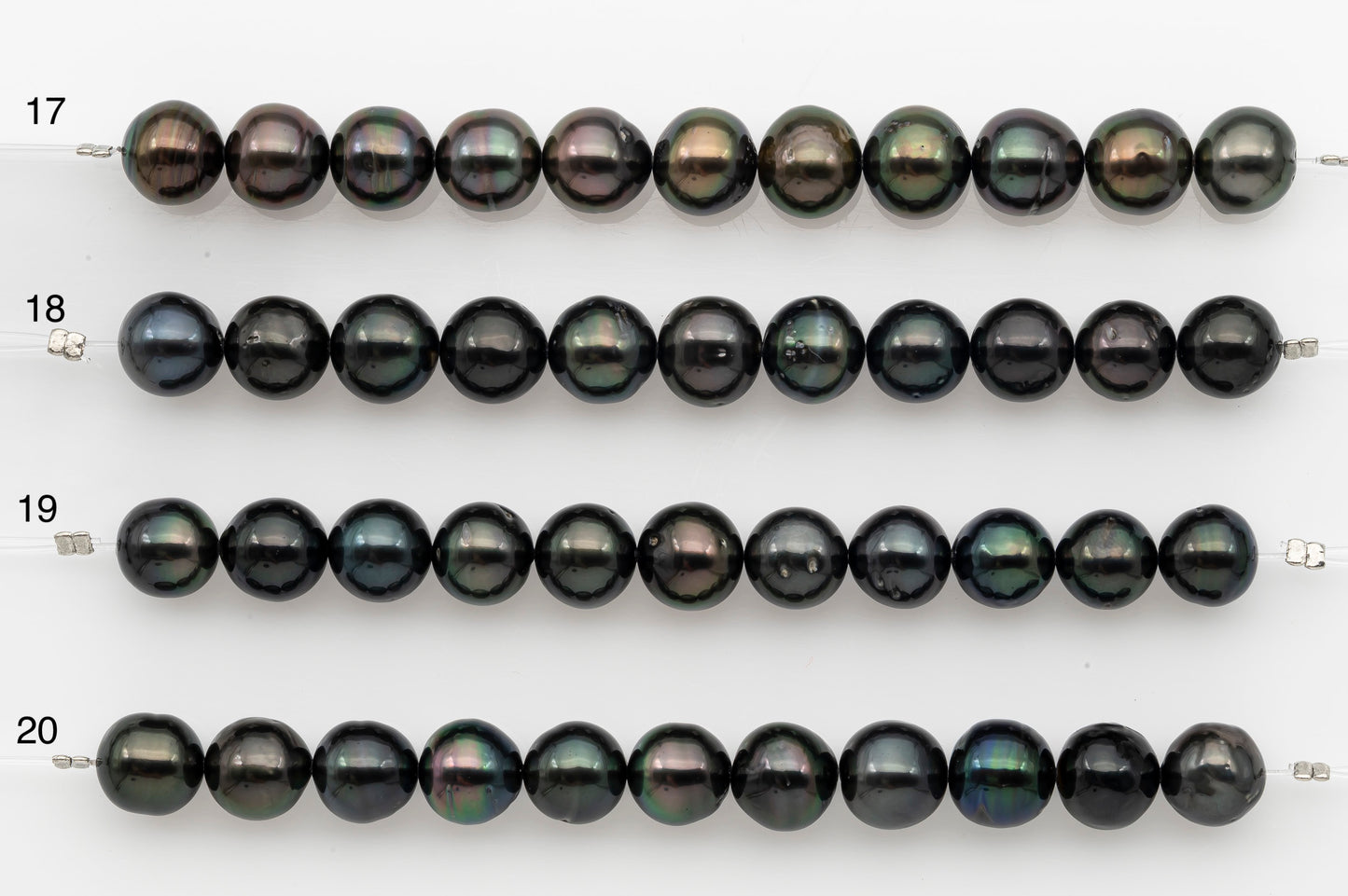 9-10mm Tahitian Pearl Short Strand, Near Round with High Luster and Natural Surface Variations, SKU # 2703TH