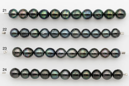 9-10mm Tahitian Pearl Short Strand, Near Round with High Luster and Natural Surface Variations, SKU # 2703TH