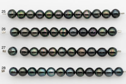 9-10mm Tahitian Pearl Short Strand, Near Round with High Luster and Natural Surface Variations, SKU # 2703TH