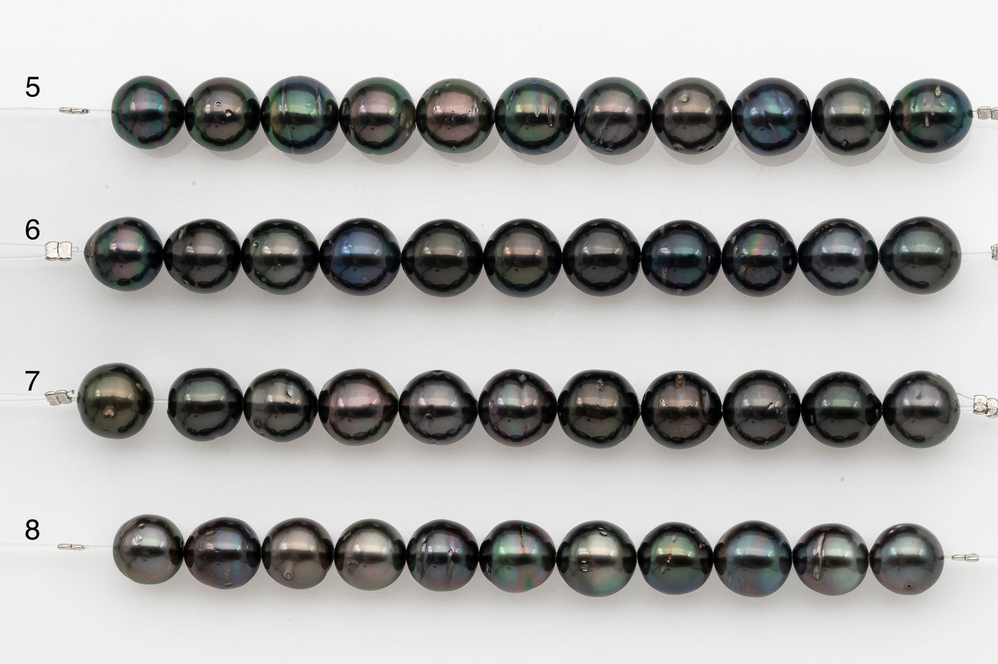 9-10mm Tahitian Pearl Short Strand, Near Round with High Luster and Natural Surface Variations, SKU # 2704TH