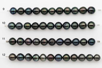9-10mm Tahitian Pearl Short Strand, Near Round with High Luster and Natural Surface Variations, SKU # 2704TH