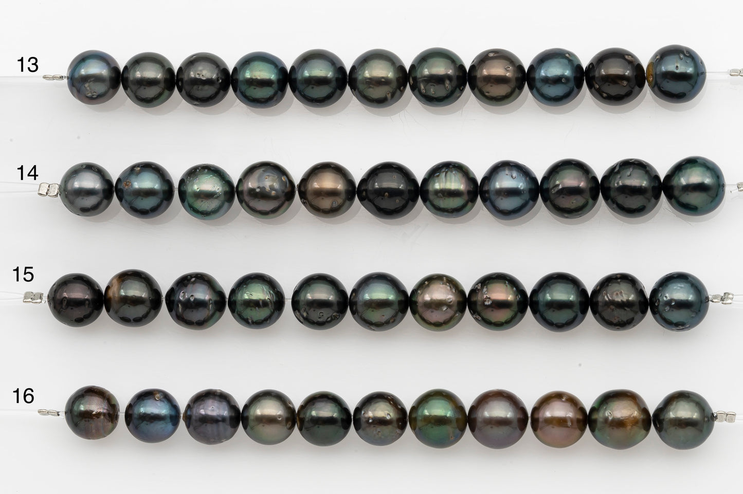 9-10mm Tahitian Pearl Short Strand, Near Round with High Luster and Natural Surface Variations, SKU # 2704TH